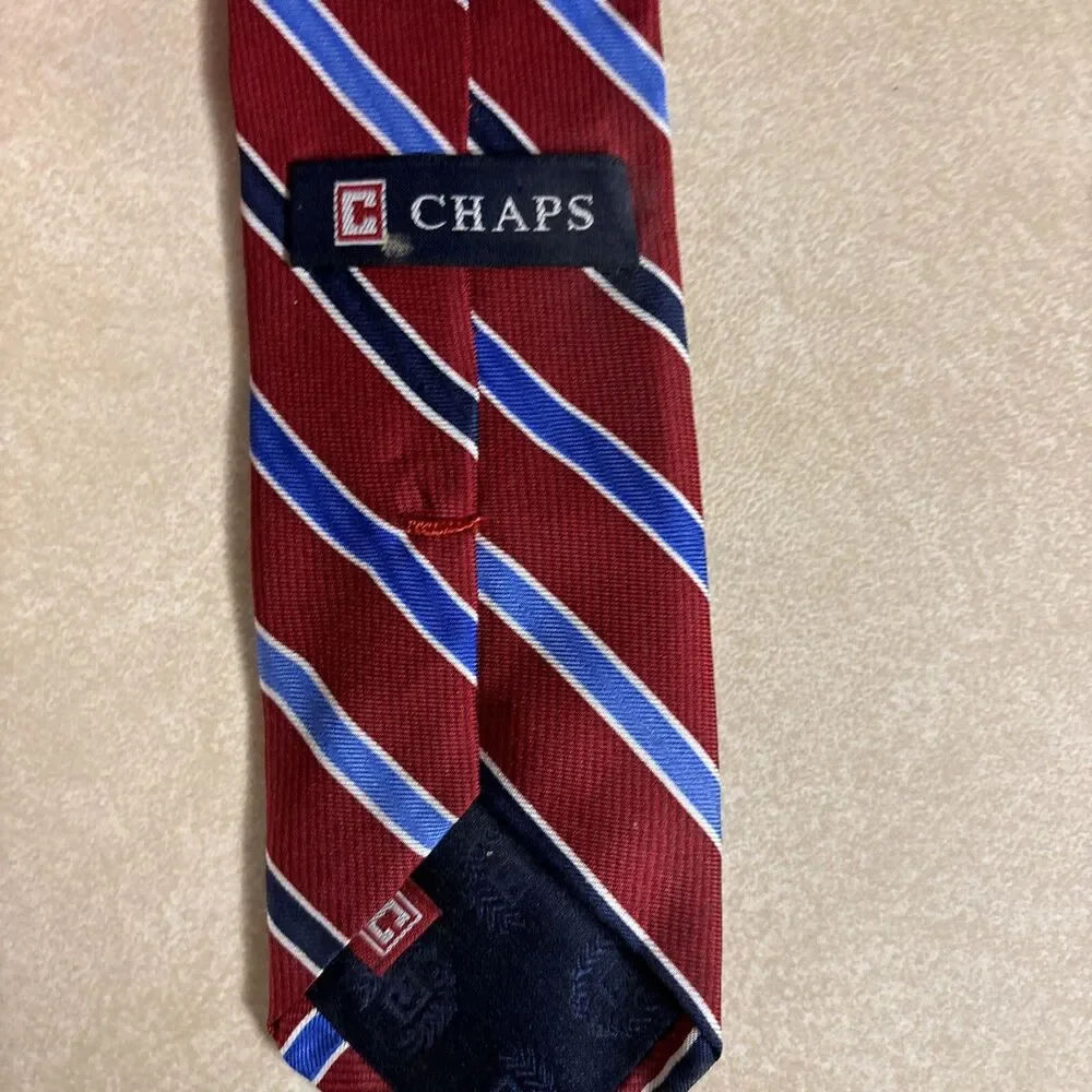 Boys Blue and Red Striped Chaps clip-on tie